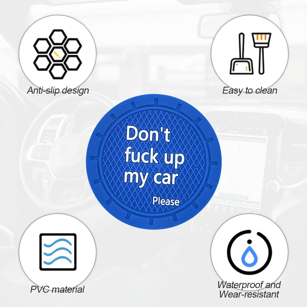 8sanlione Car Cup Coaster, 4Pcs 2.75 Inch Auto Cup Holder Insert Coasters, Non-Slip Waterproof Embedded Drink Mat, Automotive Interior Accessories for Men and Women (D Blue/4PCS)
