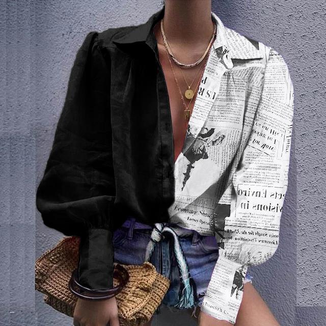 Modern Splicing Bishop Sleeve Blouse