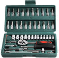 YUOP Hand Tools 46 in 1 Wrench Batch Head Hand Tool Set Ratchet Carbon Steel Pawl Socket Spanner Screwdriver Motorcycle Car Repair Tool Set (Color : Green, Number of Pieces : 46Pcs)
