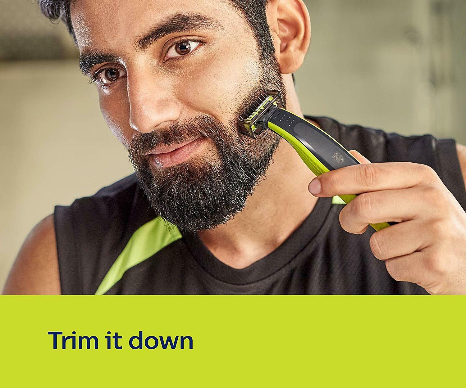 Philips QP2525/10 OneBlade Hybrid Trimmer and Shaver with 3 Trimming Combs