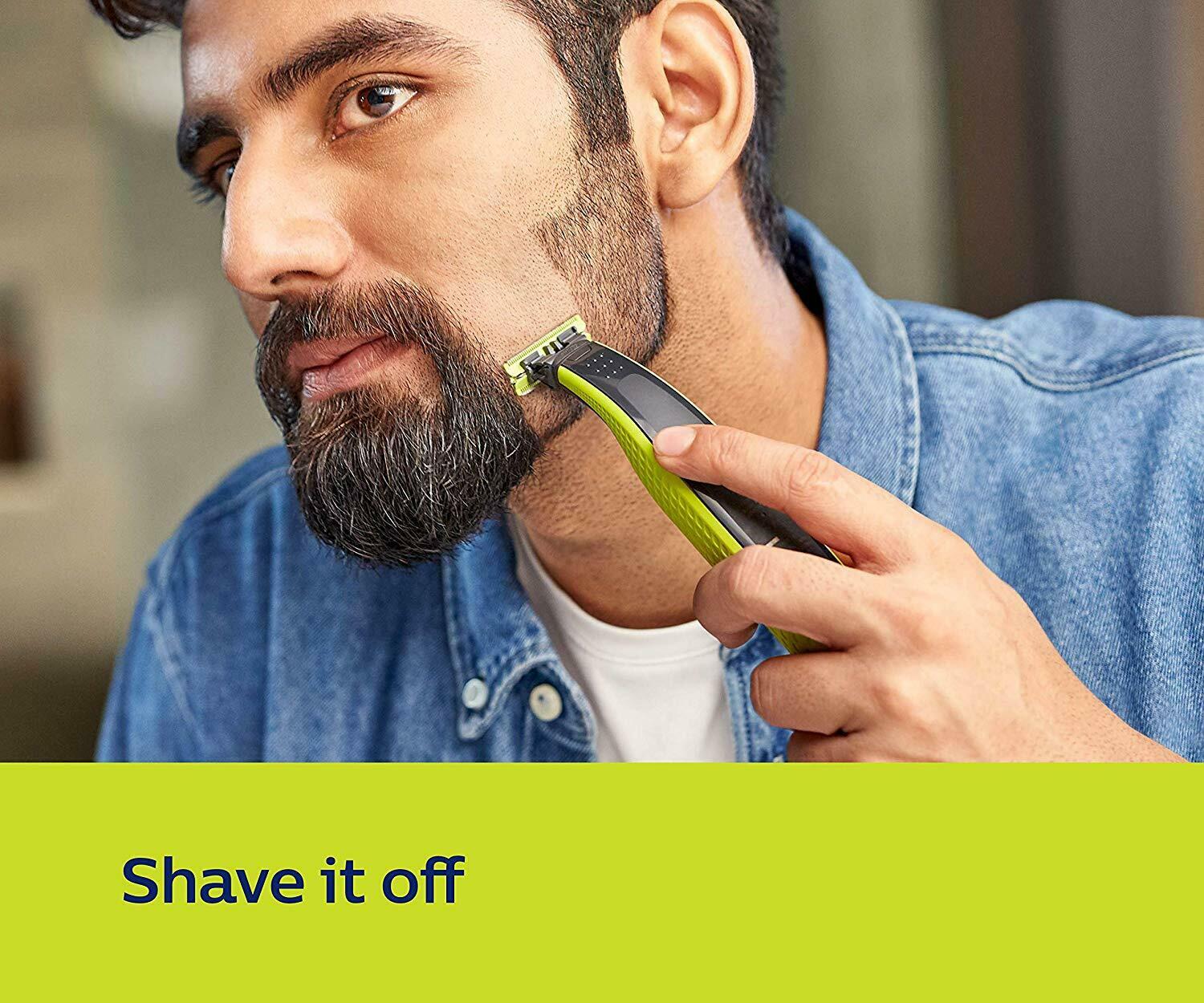 Philips QP2525/10 OneBlade Hybrid Trimmer and Shaver with 3 Trimming Combs