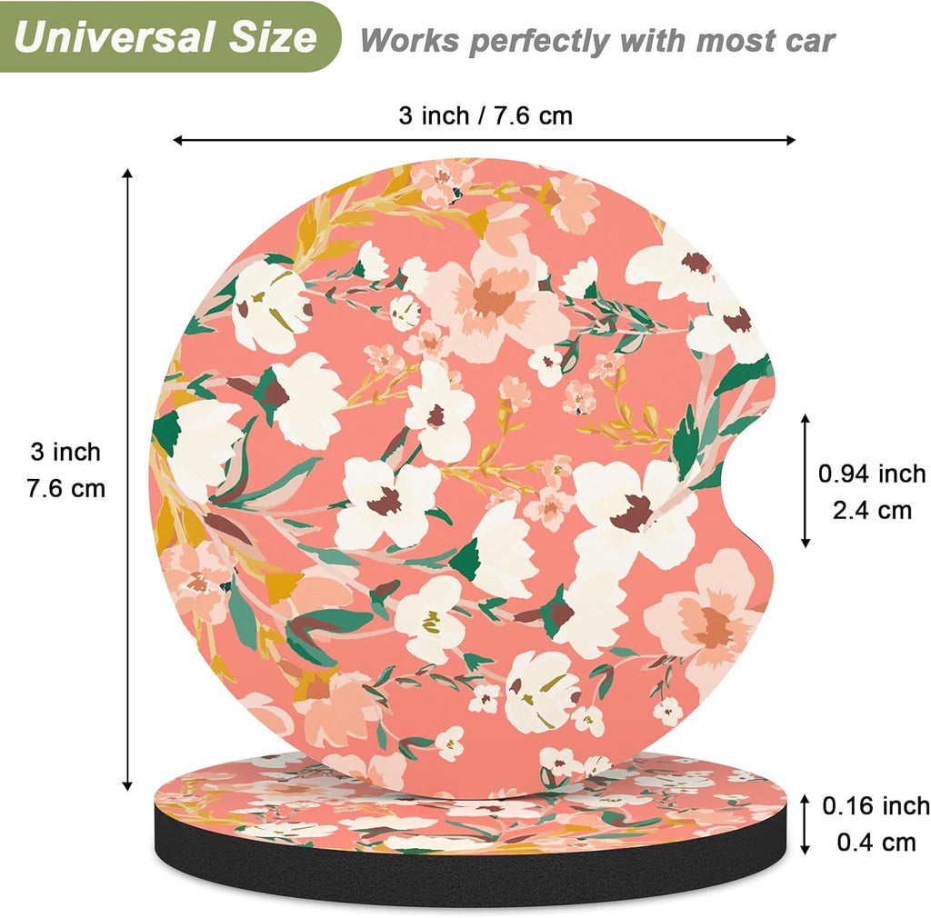 Nipichsha Car Cup Holder Coasters, Car Coasters for Cup Holders, 2 Pack Universal Anti Slip Insert Coasters, Rubber Car Cup Mat with A Finger Notch, Cute Car Interior Accessories for Women (Rosemary)