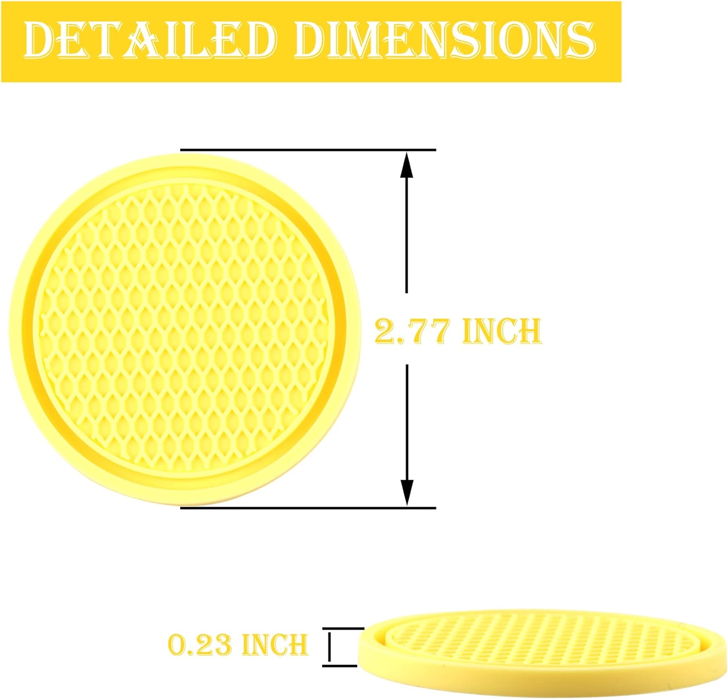 SINGARO Car Cup Coaster, 4PCS Universal Non-Slip Cup Holders Embedded in Ornaments Coaster, Car Interior Accessories, Yellow