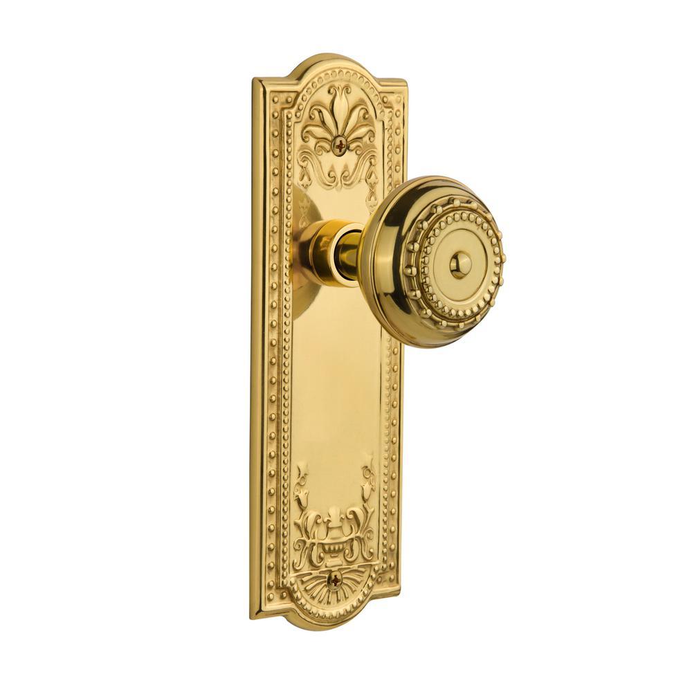 Meadows Plate Double Dummy Meadows Door Knob in Polished Brass