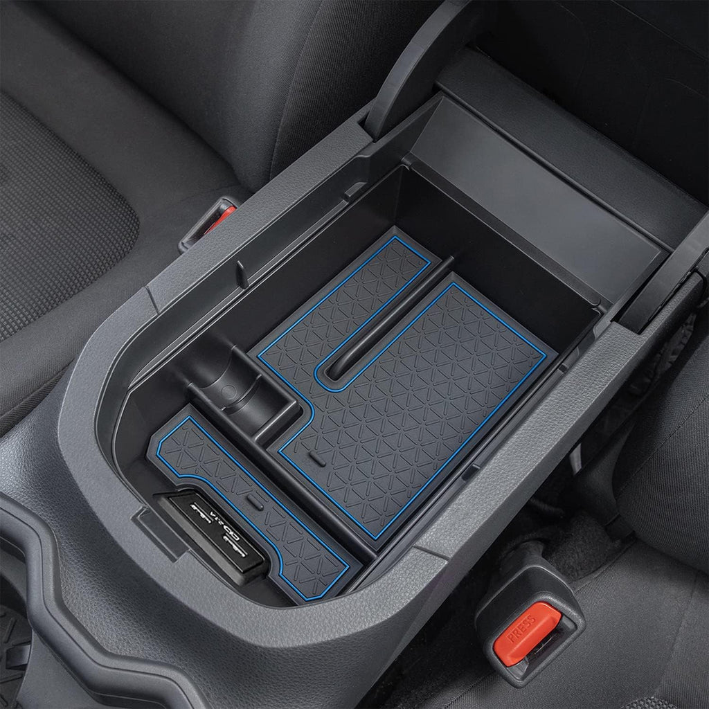 JDMCAR Center Console Tray Organizer Compatible with Toyota RAV4 Accessories 2023 2023 2023 2023 2019, and 2021-2023 RAV4 Prime Armrest Insert Container ABS Material Secondary Storage Box-Blue