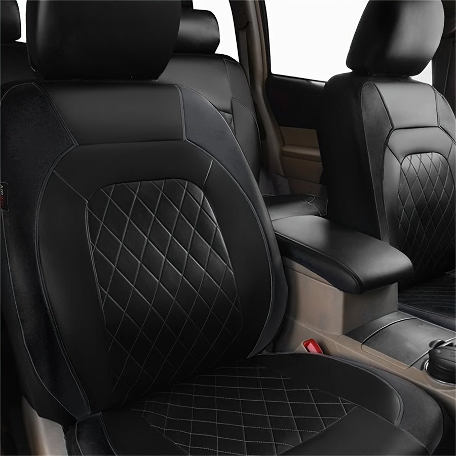 All Season PU Leather Universal Car Seat Cover Set Full Surrounded Cushion Protector Pad Anti-Scratch Fit Sedan Suv Pick-up Seat