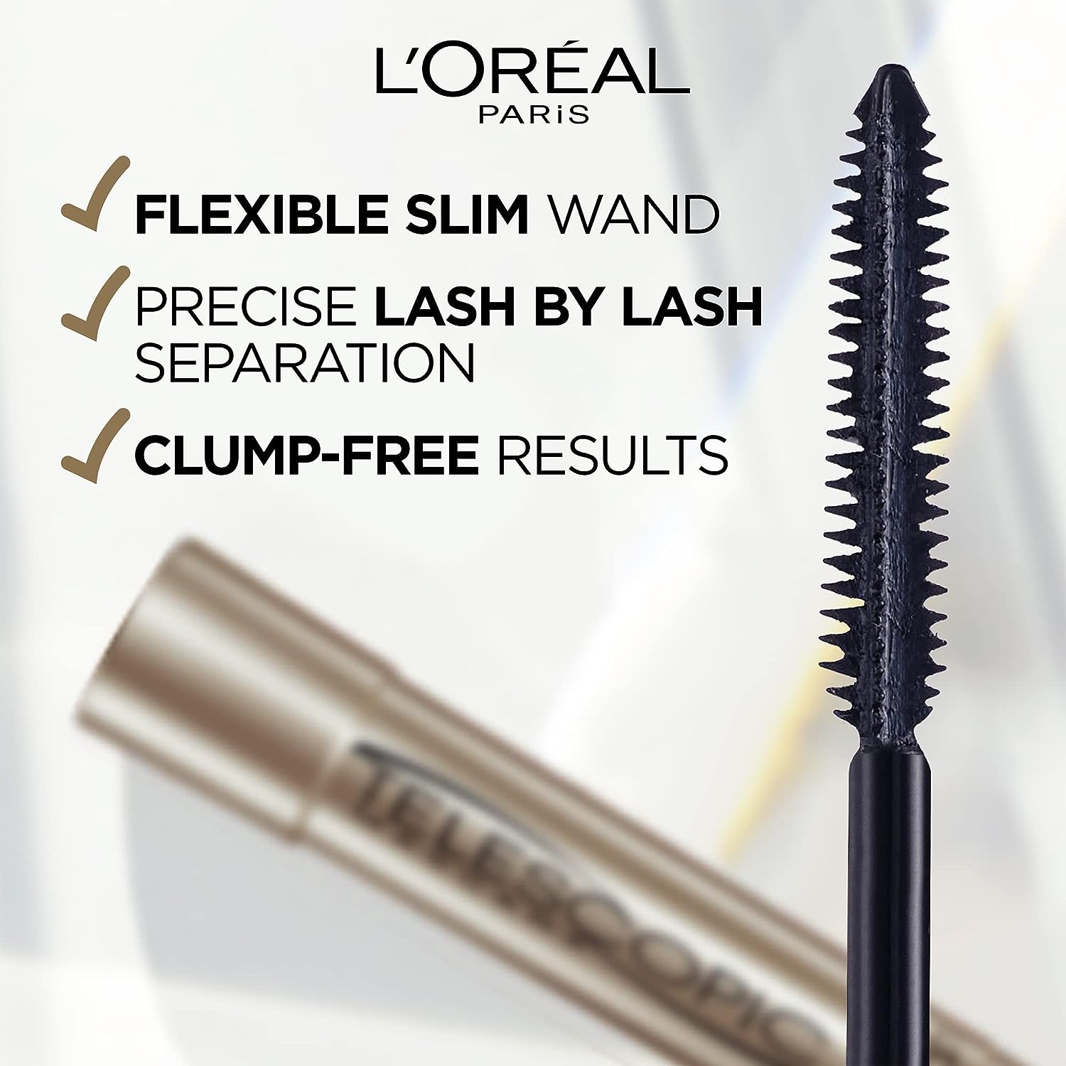 L'Oreal Paris Makeup Original Telescopic Lengthening Mascara, Waterproof Black