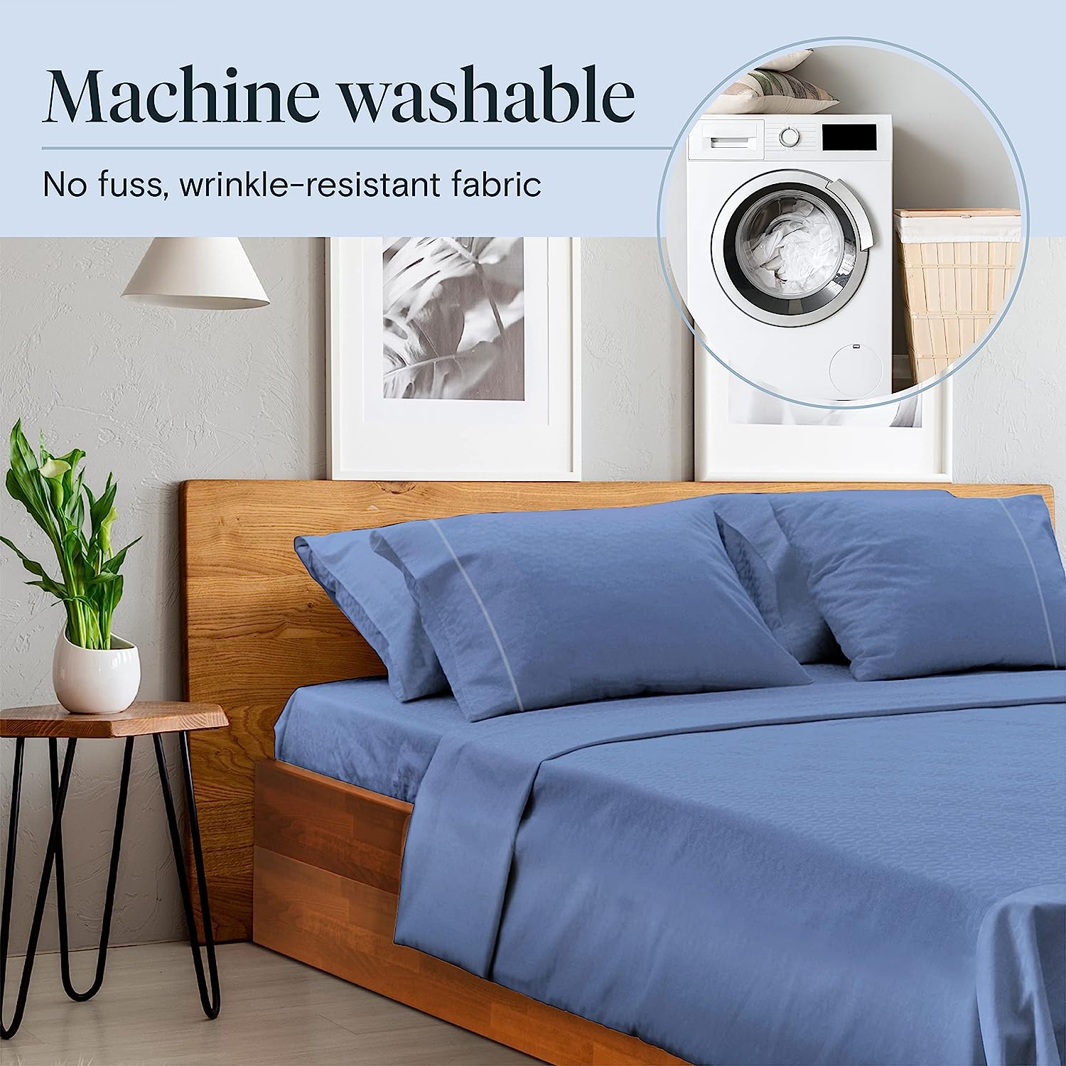 LuxClub 6 PC King Size Sheet Set Bamboo Sheets Deep Pockets 18" Eco Friendly Wrinkle Free Cooling Sheets Machine Washable Hotel Bedding Silky Soft - Oxford King
