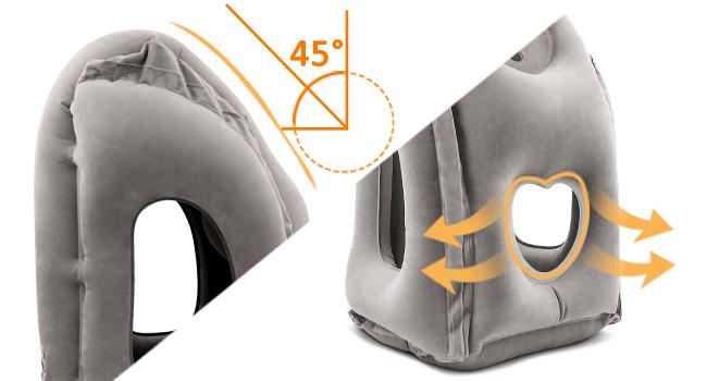 Comfy Inflatable Travel Pillow: Neck &amp; Lumbar Support For Airplane, Car, RV &amp;   - Folds Easily Into Bag!