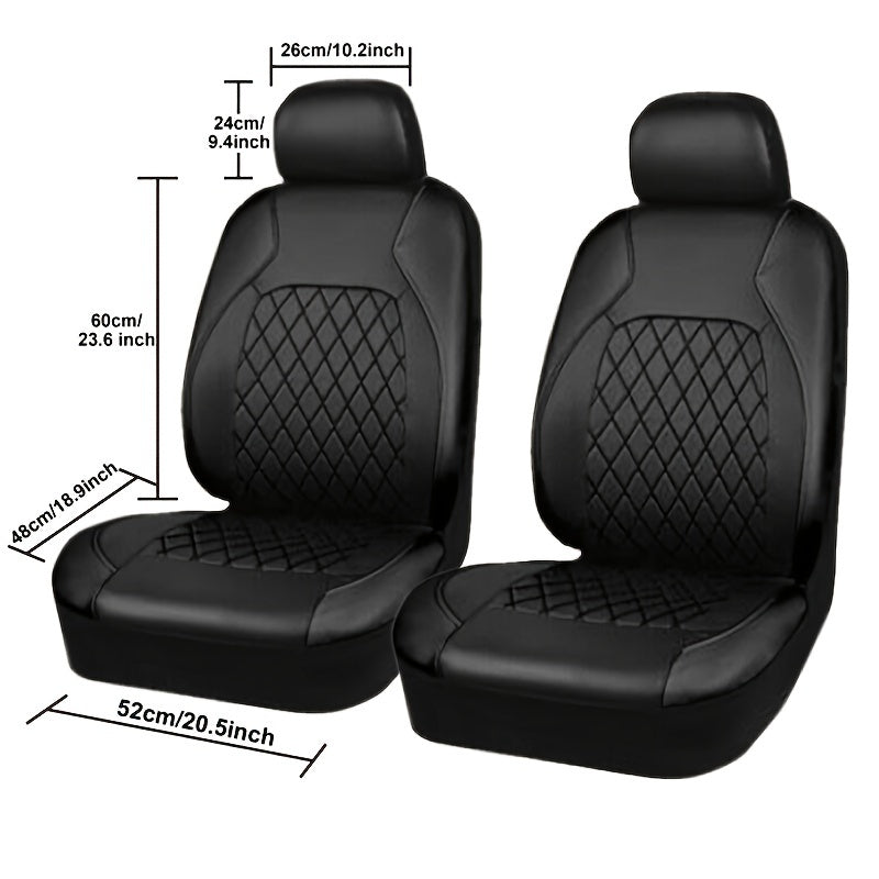 2pcs Car Front Seat Faux Leather Car Seat Covers, Car Seat Protector Covers, Removable Headrest Washable Car Seat Cover For Car, SUV, Van, Sedan