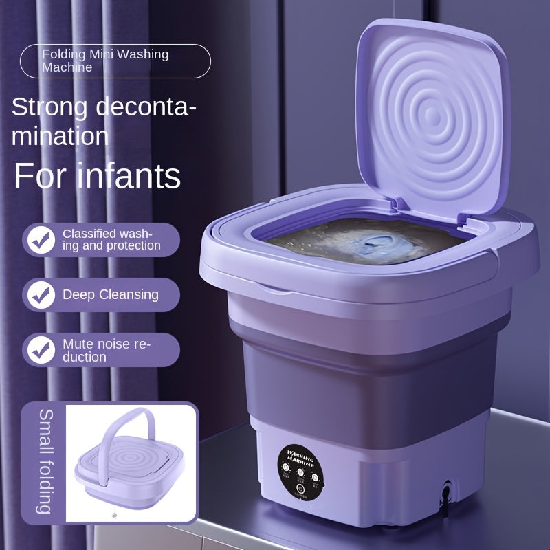 Portable Foldable Mini Washing Machine 8L High Capacity With 3 Modes Deep Cleaning Half Automatic Washt Soft Spin Dry For RV Travel, Camping