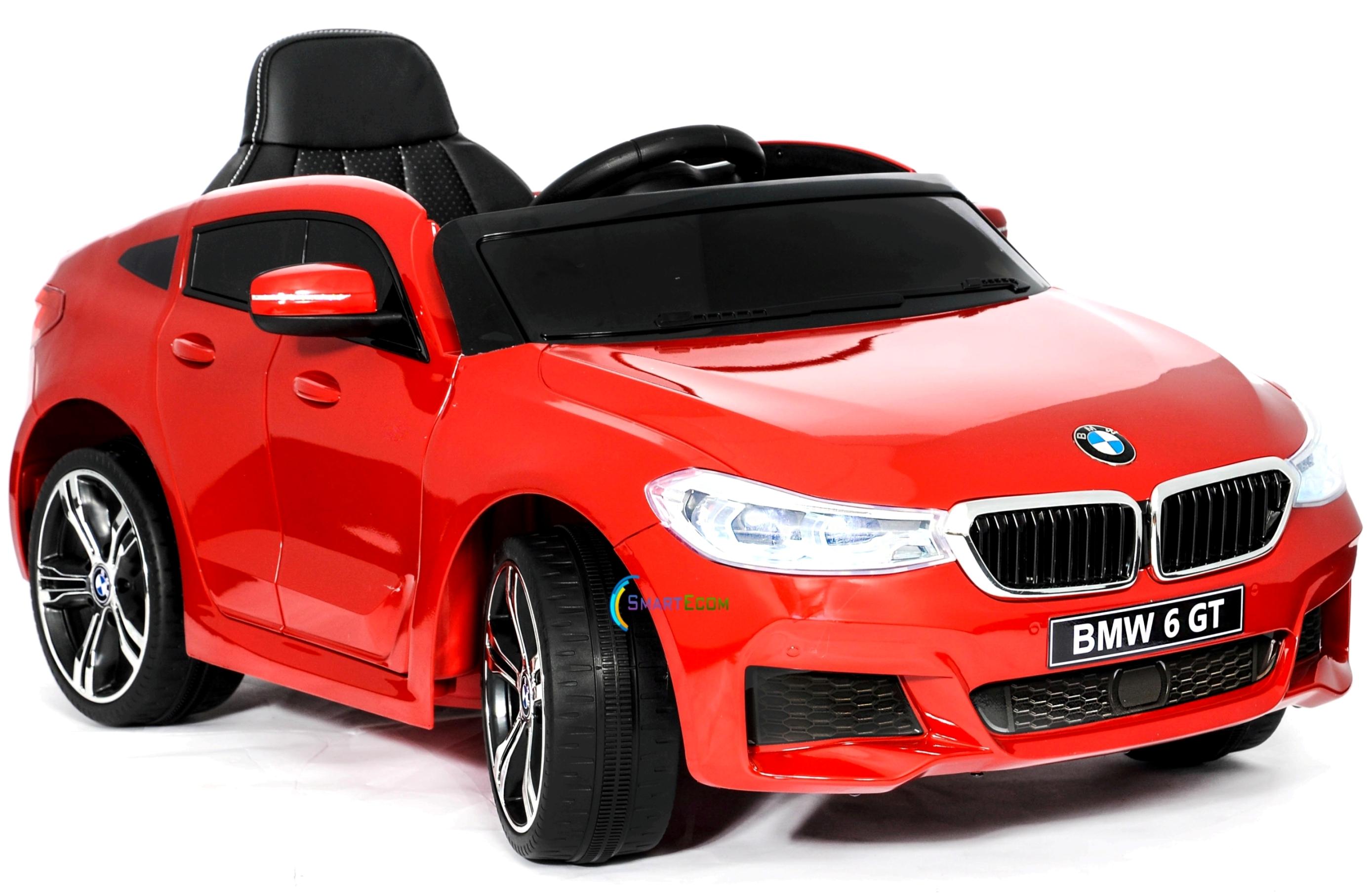 Ride on car BMW 6 GT 12V powered toy For Kids with Remote Control Leather Seat LED lights - Red