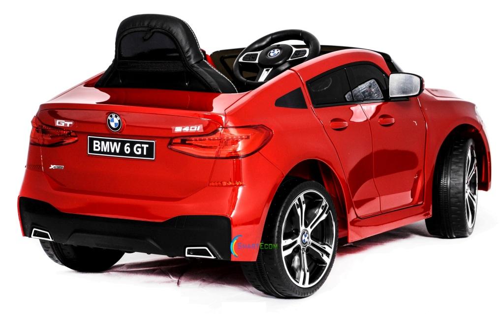 Ride on car BMW 6 GT 12V powered toy For Kids with Remote Control Leather Seat LED lights - Red