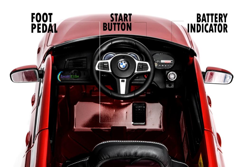 Ride on car BMW 6 GT 12V powered toy For Kids with Remote Control Leather Seat LED lights - Red