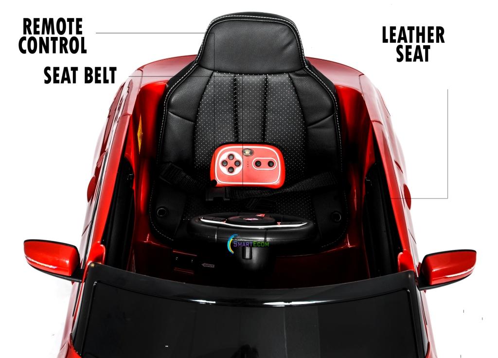 Ride on car BMW 6 GT 12V powered toy For Kids with Remote Control Leather Seat LED lights - Red