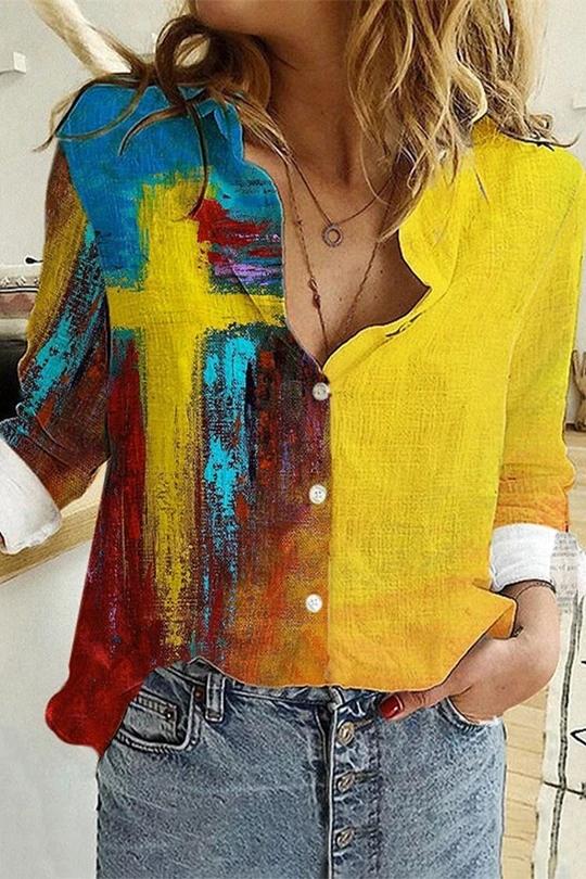Colorful cross print shirt