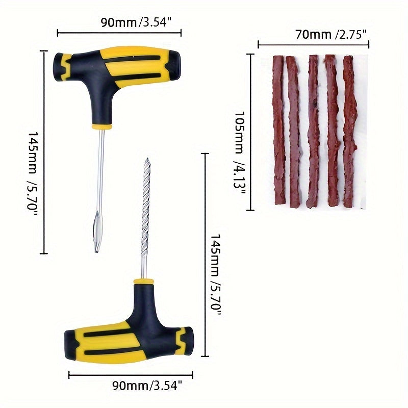 Complete Car &amp; Motorcycle Tire Repair Tool Kit - Fix Punctures &amp; Replace Tires Easily!