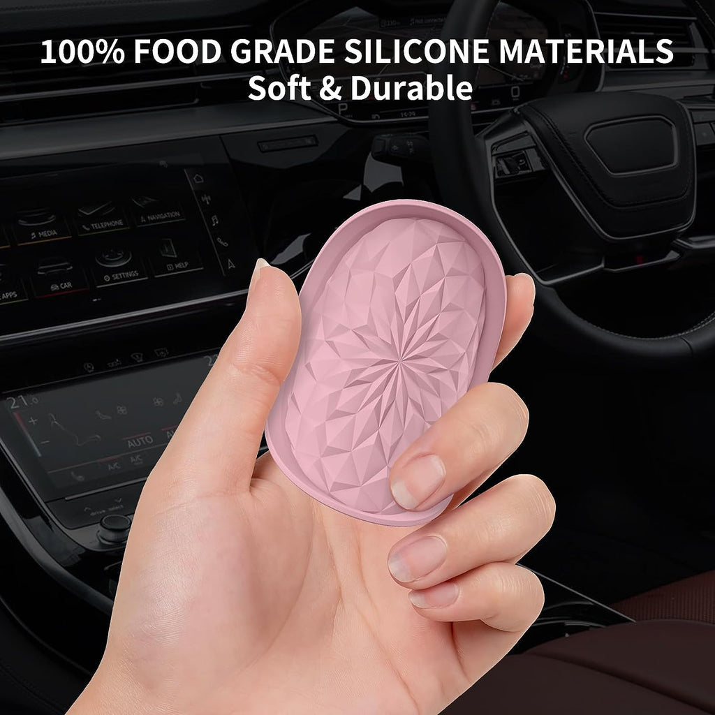 Car Cup Coaster [4 Pack] ME.FAN Silicone Car Coasters/Cup Mats - 2.75In Universal Non-Slip Recessed Car Interior Accessories - Car Cup Holder Insert Coasters Dusty Rose