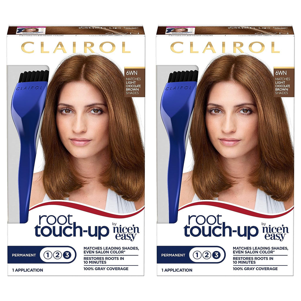 Clairol Root Touch-Up by Nice'n Easy Permanent Hair Dye, 6WN Light Chocolate Brown Hair Color, Pack of 2