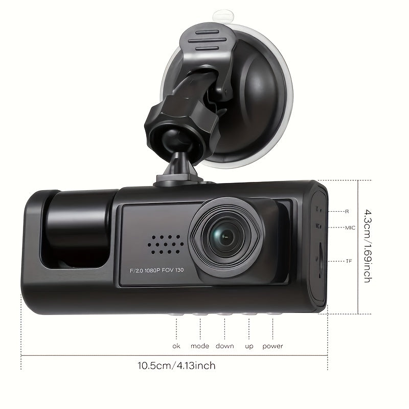 1080P Car Dash Cam 2 Camera Cycle Recording Video Recorder, Front And Inside View Camera, ParMonitor, Reverse Camera, Infrared Night Vision