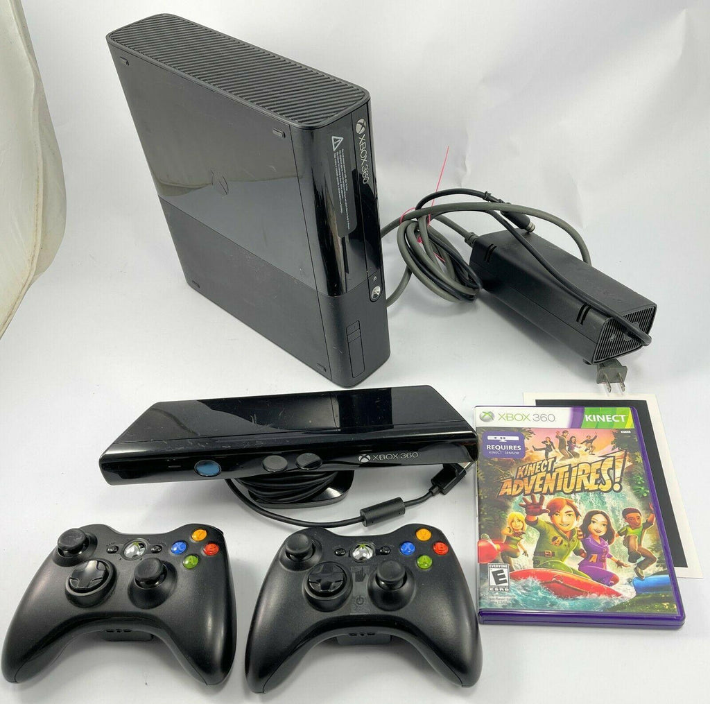 Microsoft Xbox 360 E 250GB Game Console - Black Bundle with 2 controllers Kinect