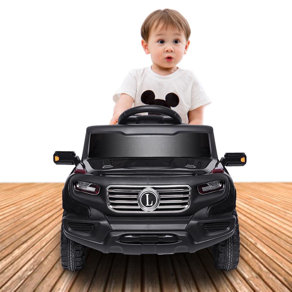 Electric Cars for Boys Girls Christmas Gifts, 6V Power Wheels for Kids Toddler 2-5, Battery-Powered Ride On Truck Car RC Toy, Safe Ride On Toys for Christmas Gifts, 3 Speeds, LED Lights, Black, Q6862