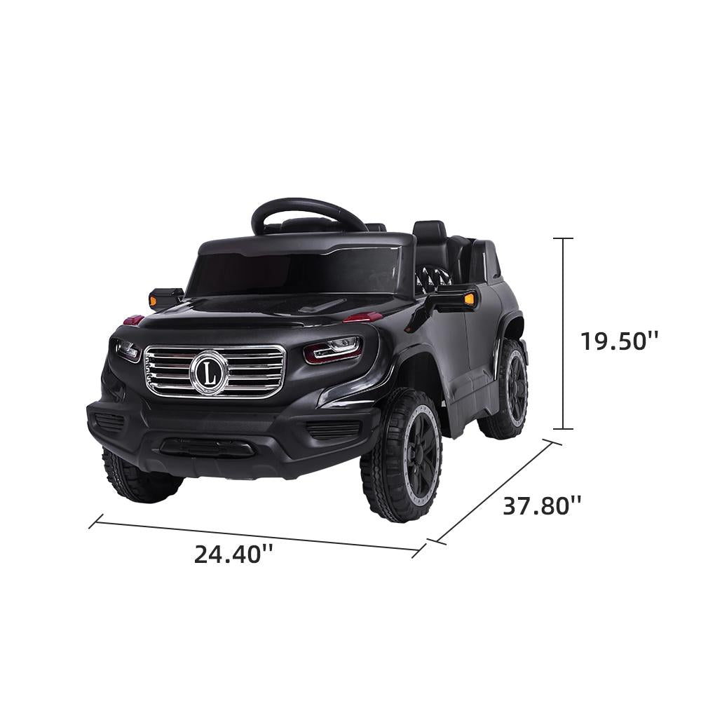 Electric Cars for Boys Girls Christmas Gifts, 6V Power Wheels for Kids Toddler 2-5, Battery-Powered Ride On Truck Car RC Toy, Safe Ride On Toys for Christmas Gifts, 3 Speeds, LED Lights, Black, Q6862