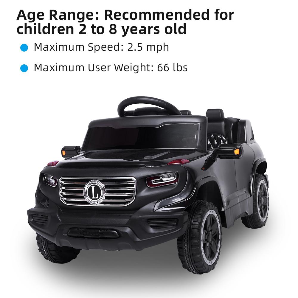 Electric Cars for Boys Girls Christmas Gifts, 6V Power Wheels for Kids Toddler 2-5, Battery-Powered Ride On Truck Car RC Toy, Safe Ride On Toys for Christmas Gifts, 3 Speeds, LED Lights, Black, Q6862