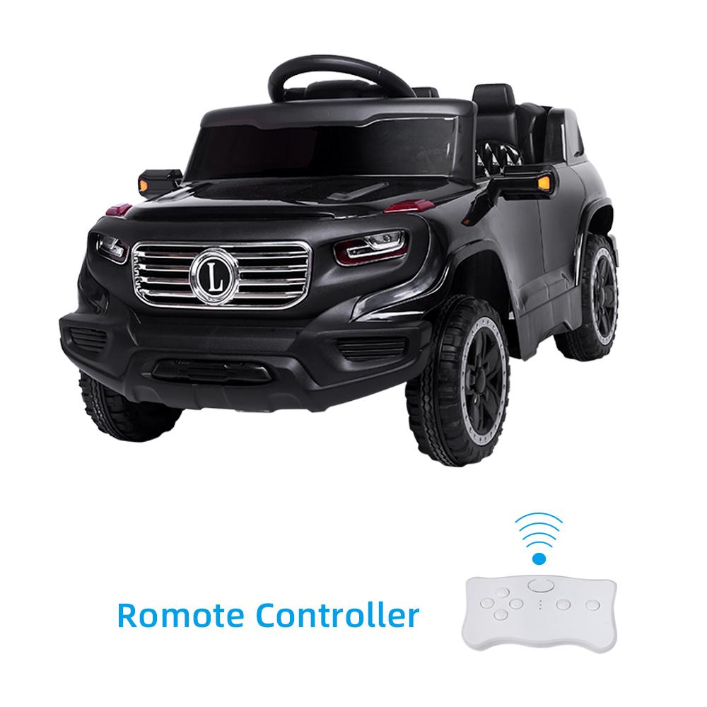 Electric Cars for Boys Girls Christmas Gifts, 6V Power Wheels for Kids Toddler 2-5, Battery-Powered Ride On Truck Car RC Toy, Safe Ride On Toys for Christmas Gifts, 3 Speeds, LED Lights, Black, Q6862