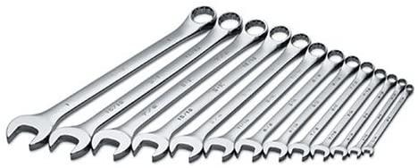 SK Professional Tools 86017 13-Piece 12-Point Fractional Long Combination Wrench Set - SuperKrome Finish, Set of 13 Chrome Wrenches Made in USA