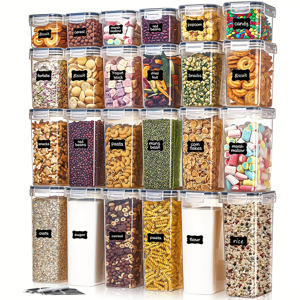 24pcs Airtight Food StoraContainers Set With Lids, BPA Plastic Dry Food Canisters For Kitchen Pantry Organization And Storage, Include Labels