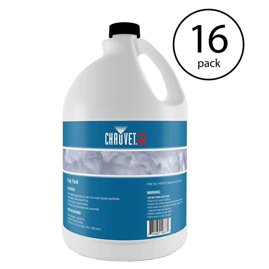 Chauvet DJ 1 Gal Bottle of Fog Smoke Juice Fluid for Fog Machines FJU (16 Pack)