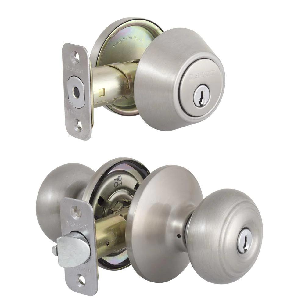 Hartford Satin Nickel Entry Knob and Double Cylinder Deadbolt Combo Pack