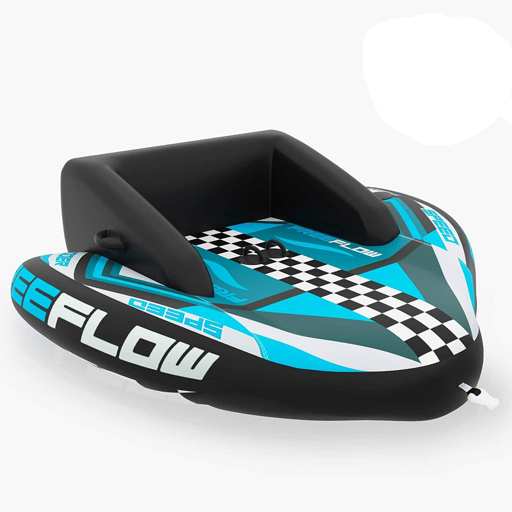 Heavy-Duty Inflatable Towable Booster Tube - Two Person Water Tube Boating Float Tow Raft, Watersports Inflatable Pull Boats/Tubes/Towables w/ Foam Seats, PVC Bladder, Handles - SereneLife SLTOWBL20
