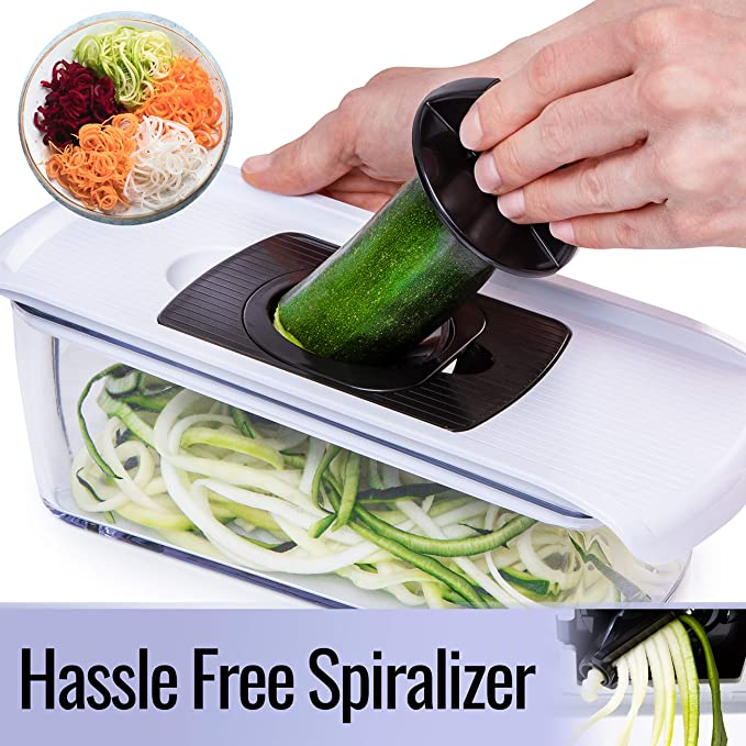 fullstar 6-in-1 mandoline slicer for kitchen, cheese grater, vegetable spiralizer and veggie slicer for cooking & meal prep (kitchen gadgets organizer & safety glove included)