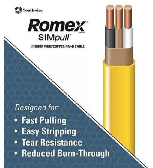 Romex SIMpull 250′ 12-2 Non-Metallic Cable Electrical Wire NM-B copper