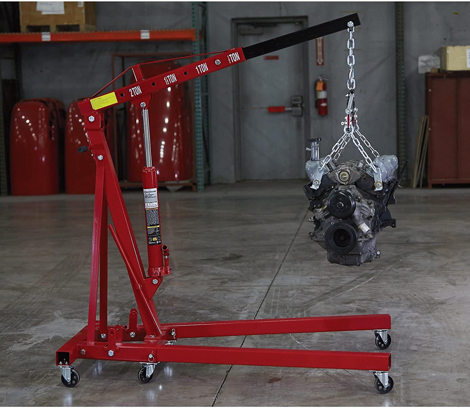 Strongway Hydraulic Engine Hoist with Load Leveler - 2-Ton Capacity, 1in.-82 5/8in. Lift Range NO250098
