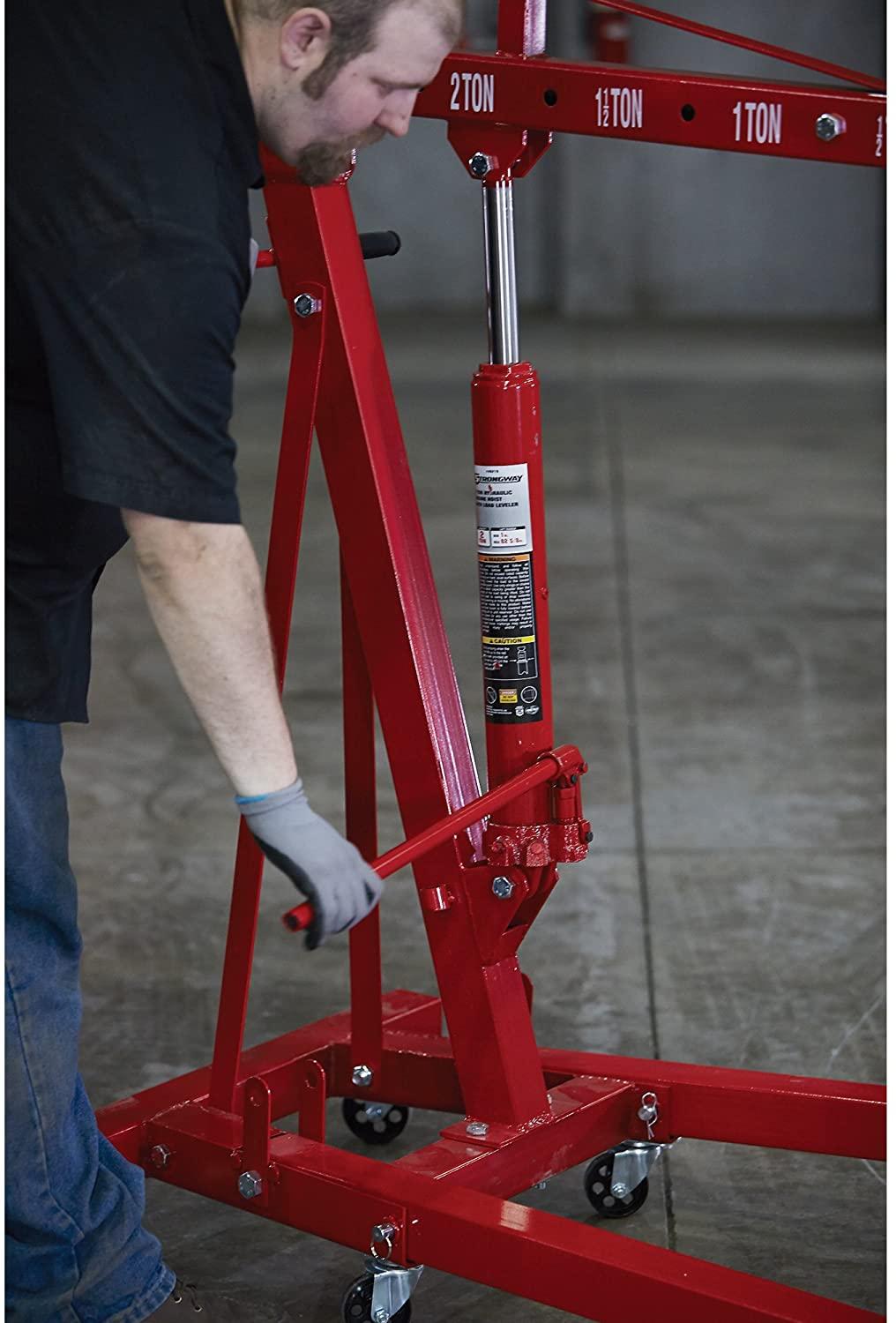 Strongway Hydraulic Engine Hoist with Load Leveler - 2-Ton Capacity, 1in.-82 5/8in. Lift Range NO250098