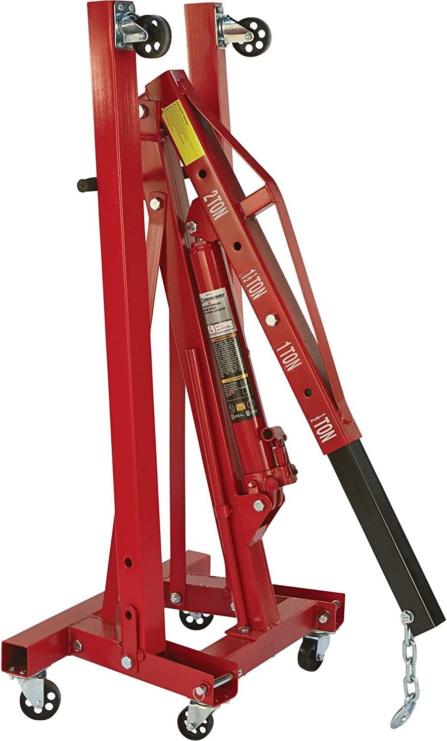 Strongway Hydraulic Engine Hoist with Load Leveler - 2-Ton Capacity, 1in.-82 5/8in. Lift Range NO250098
