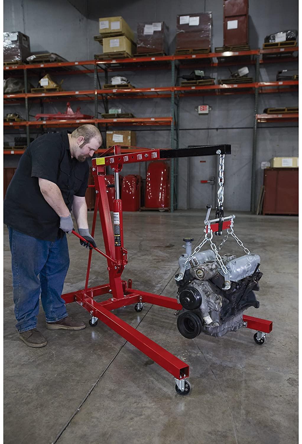 Strongway Hydraulic Engine Hoist with Load Leveler - 2-Ton Capacity, 1in.-82 5/8in. Lift Range NO250098