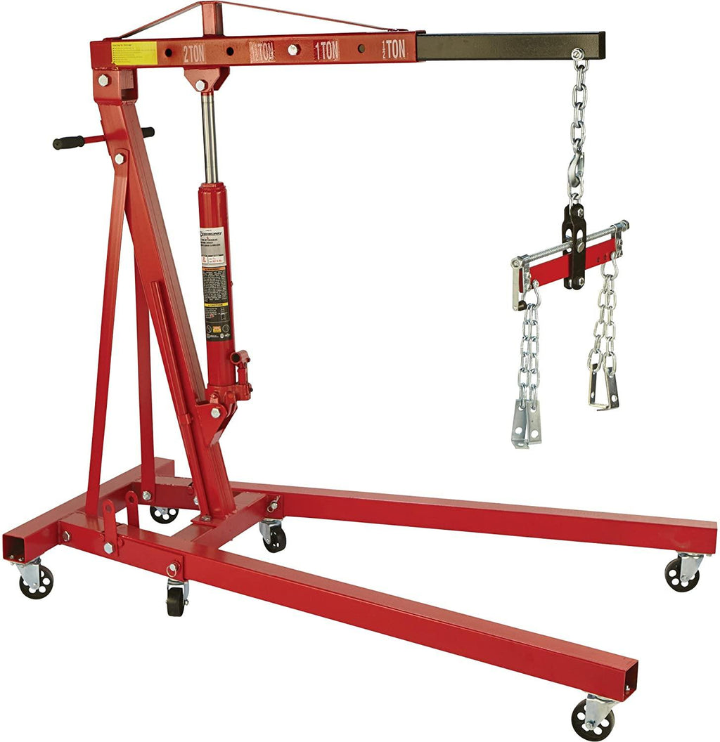 Strongway Hydraulic Engine Hoist with Load Leveler - 2-Ton Capacity, 1in.-82 5/8in. Lift Range NO250098