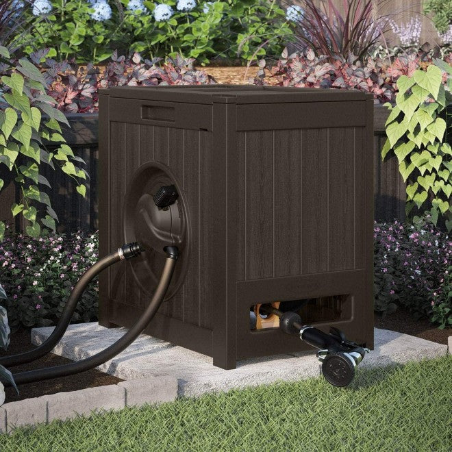 Suncast 125' Aquawinder Auto Rewind Water Powered Yard Hose Reel, Java (2 Pack) NO250104