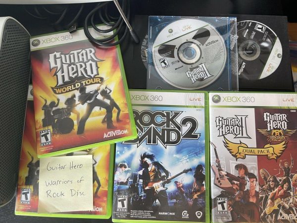 Xbox 360 Guitar Hero Lot Game Controller Drums Console Cords Rock Band 2 3 Tour NO250105