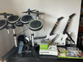 Xbox 360 Guitar Hero Lot Game Controller Drums Console Cords Rock Band 2 3 Tour NO250105