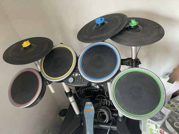 Xbox 360 Guitar Hero Lot Game Controller Drums Console Cords Rock Band 2 3 Tour NO250105