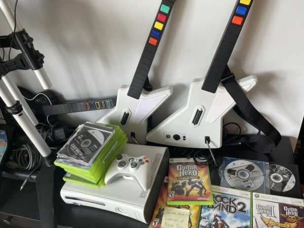 Xbox 360 Guitar Hero Lot Game Controller Drums Console Cords Rock Band 2 3 Tour NO250105