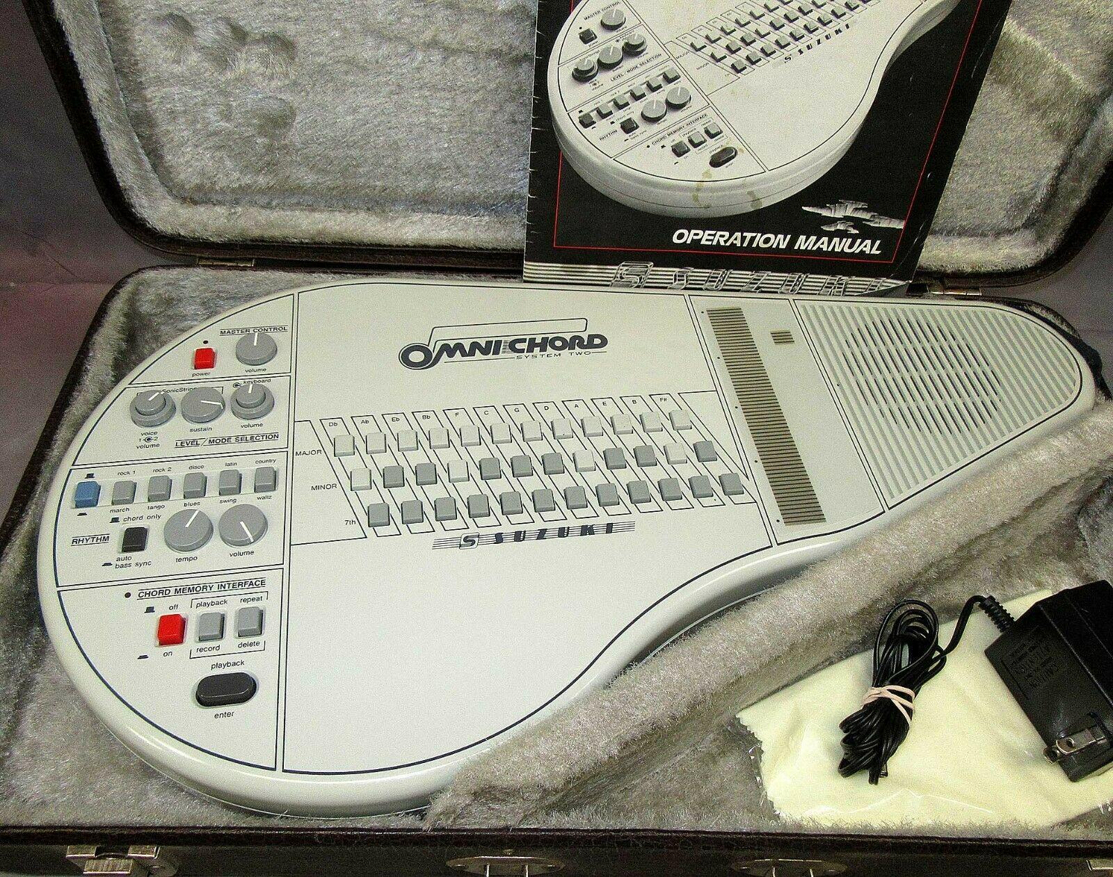 Suzuki Omnichord OM-84 System Two w/ Hard Case Power Supply Manual TESTED! WORKS