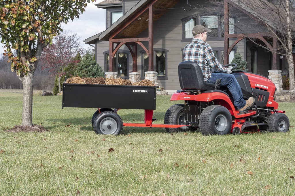 Craftsman CMXGZBF7124355, 750-Pound, 12-cu ft Steel Tow Dump Cart, Black