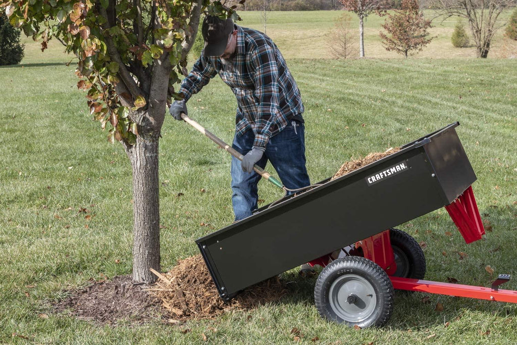 Craftsman CMXGZBF7124355, 750-Pound, 12-cu ft Steel Tow Dump Cart, Black
