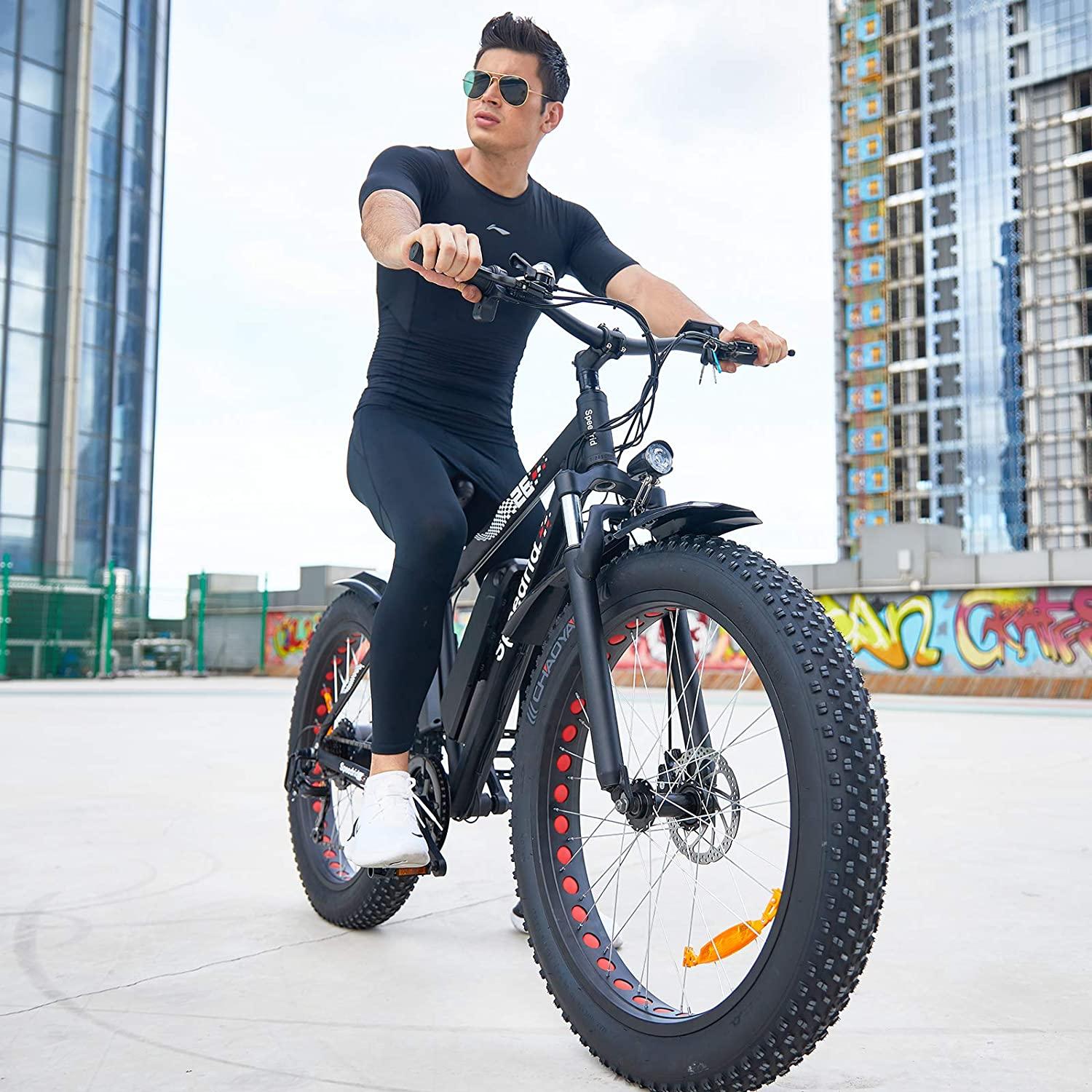 Speedrid Electric Bike 48V 500W Fat Tire Electric Bike Snow Bike 26" 4.0, 48V 10Ah Removable Battery and Professional 7 Speed